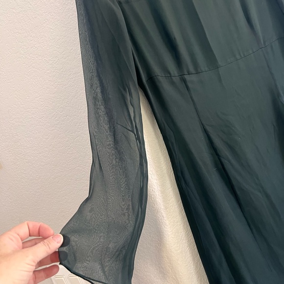 Adrienne Vittadini Black Sheer Long-Sleeve Midi Dress - Picture 4 of 7